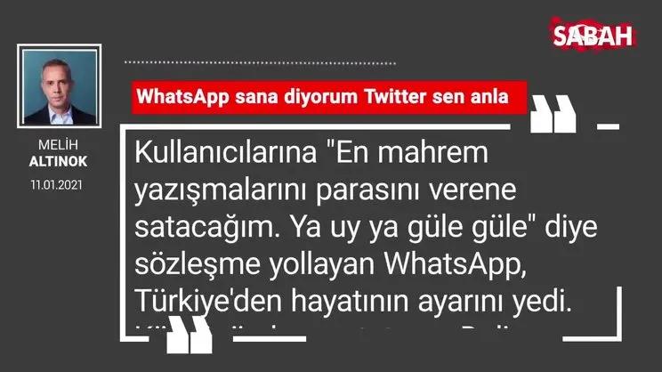 Melih Altınok 'WhatsApp sana diyorum Twitter sen anla'