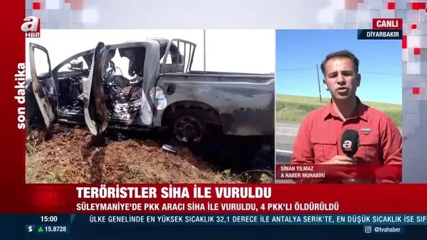 Süleymaniye'de PKK aracı SİHA ile vuruldu! 4 terörist etkisiz... | Video