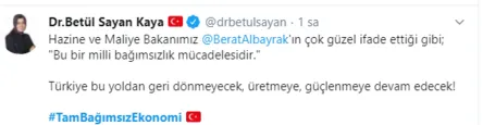 Sosyal medyada Hazine ve Maliye Bakanı Berat Albayrak’ın sözlerine dev destek #TamBağımsızEkonomi