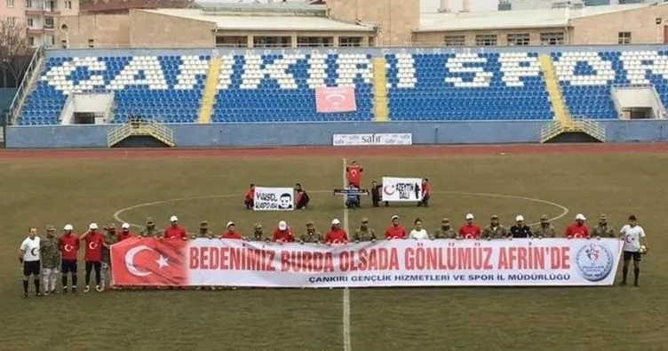 Çankırı’daki amatör maçta Afrin’e destek