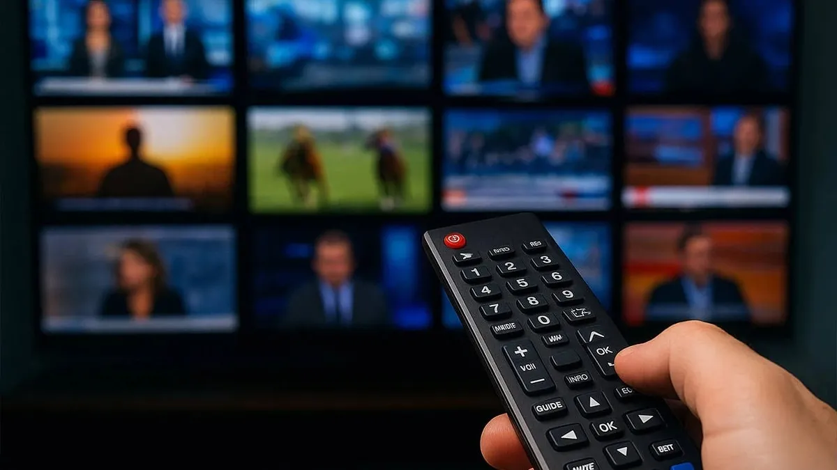 Televizyon ekranında yayın akışını gösteren bir grafik