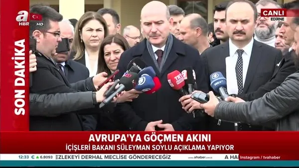 İçişleri Bakanı Süleyman Soylu'dan Edirne'de canlı yayında Yunanistan'a akın eden göçmenlerle ilgili açıklama | Video