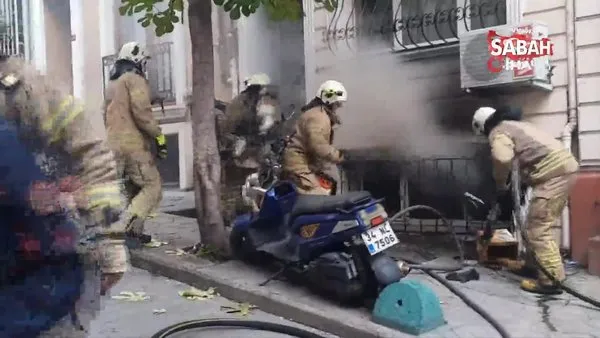 Cihangir'de 3 katlı binanın bodrumunda çıkan yangın paniğe neden oldu | Video