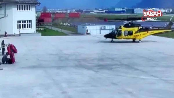İtalya'da polis helikopteri havalanırken kaza yaptı | Video