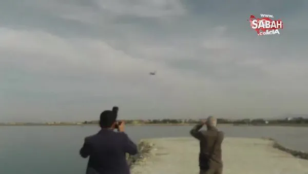 Beyşehir Gölünde paraşütle eğitim tatbikatı nefes kesti