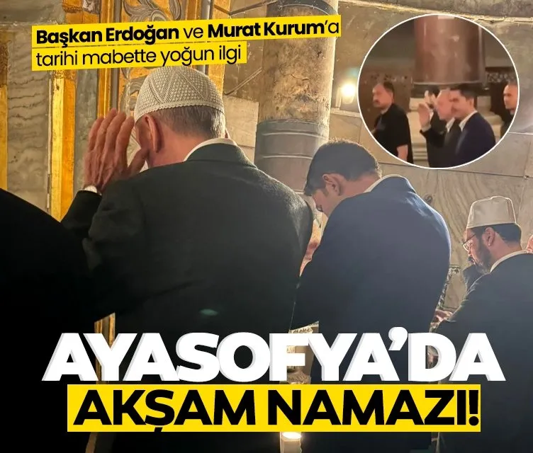 Ayasofya’da akşam namazı! Başkan Erdoğan’a cami girişinde yoğun ilgi