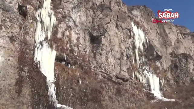 Ardahan buz kesti, 5 metrelik sarkıtlar oluştu | Video