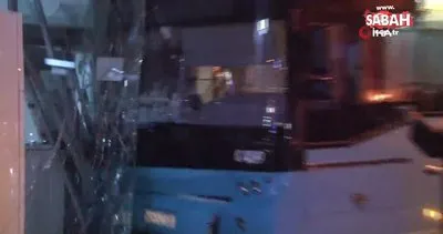 Ümraniye’de freni boşalan özel halk otobüsü iş yerine girdi | Video