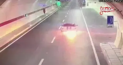 Seyir halindeki otomobil Zigana Tüneli’nde alev alev yandı | Video