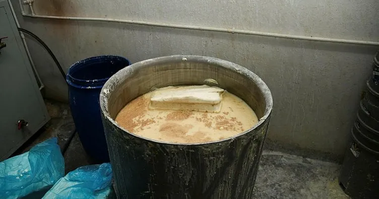 Sahte peynir üretimi yapan işletmenin görüntüleri ortaya çıktı