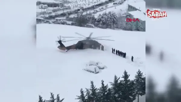 Arnavutköy'de kar yolları kapattı! Kalp krizi geçiren bir hasta askeri helikopterle hastaneye sevk edildi | Video