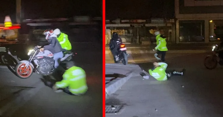Dur ihtarına uymayıp polisi ezdi! Pişkince sosyal medya hesabında paylaştı! İşte o anlar
