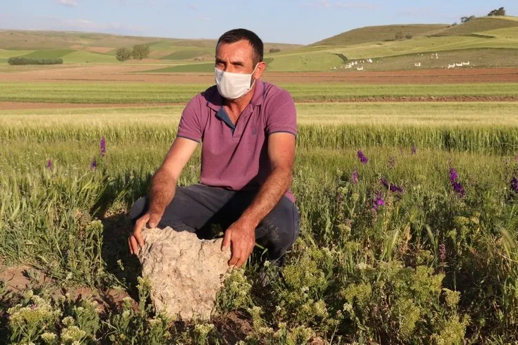 Tarlada bulduğu 'gök taşını' satılığa çıkardı! Tam 68 kilo...