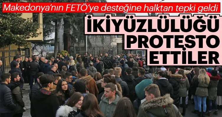 Makedonya'nın FETÖ iltisaklı gazeteye destek vermesi protesto edildi