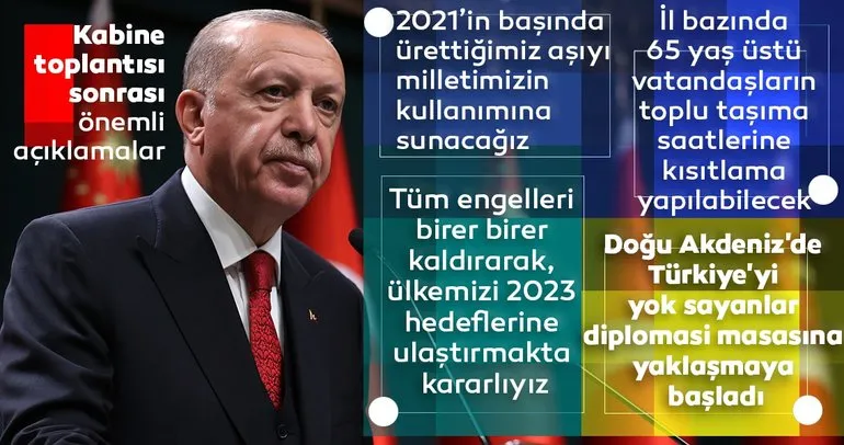 Başkan Erdoğan kritik toplantı sonrası ulusa seslendi! Üretim aşamasında olduğumuz aşıyı 2021’in ilk aylarında milletimize sunacağız