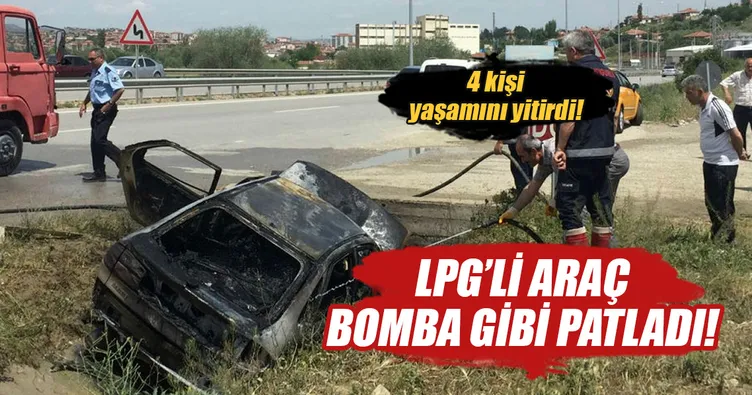 Su kanalına uçan LPG’li otomobil patladı