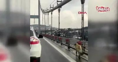 Köprüden geçen sokak köpeğine güvenlik konvoyu | Video