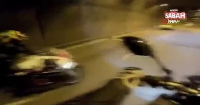 İstanbul Dolmabahçe Tüneli’nde motosikletle ’drift’ yapmaya çalışan trafik magandası böyle kaza yaptı!