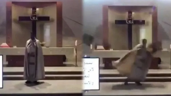 Beyrut’taki dev patlamada kilisede ayin yapan papazın kaçış anı kamerada | Video