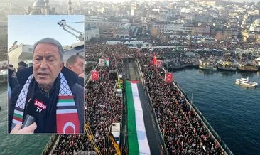 Galata’daki Filistin yürüyüşüne katılan Hulusi Akar: Netanyahu çetesi hukuk önünde hesap verecek!