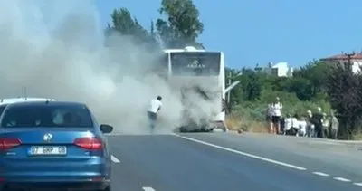 Antalya'da tur otobüsü alev alev yandı #antalya