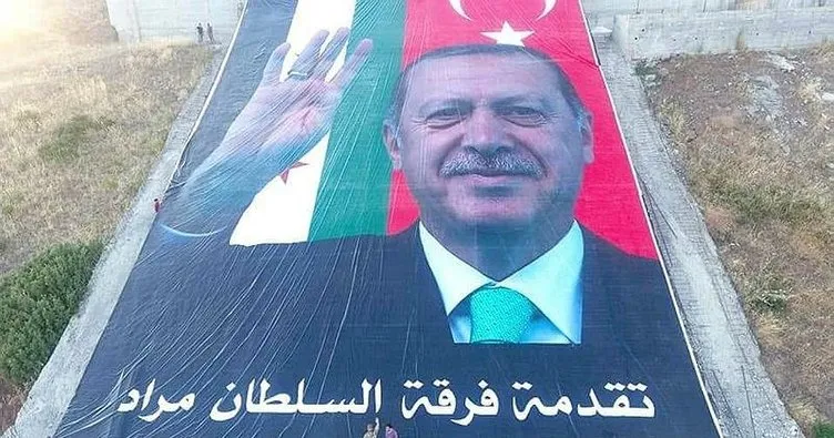 Afrin’deki o alana, dev Erdoğan posteri