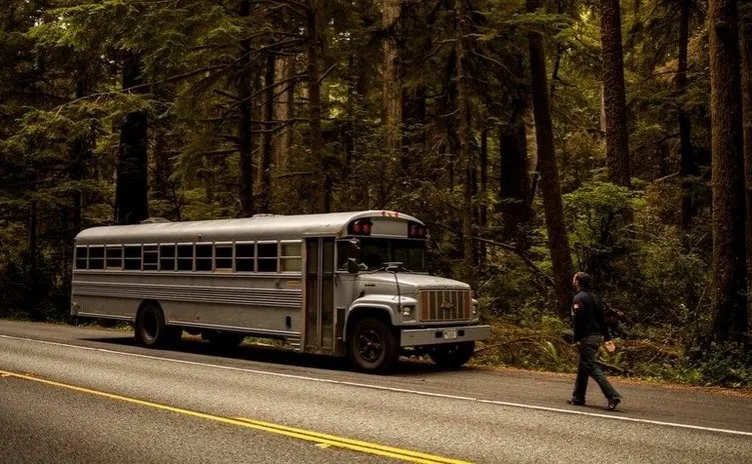 Harika bir eve dönüştürülen okul otobüsü