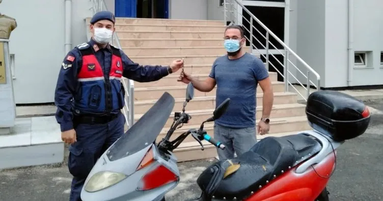2 yıl önce çalınan motosiklet Jandarma ekiplerinin dikkatiyle bulundu