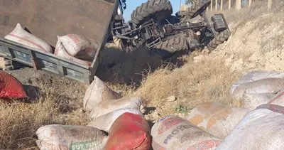 Birecik’te fıstık yüklü traktör şarampole devrildi: Sürücü yaralandı #sanliurfa