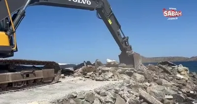 Bodrum’da deniz üstüne beton döküp çelik profil döşemişler