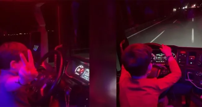 Bursa’da skandal görüntü: 7 yaşındaki oğluna TIR kullandırıp video çekti!