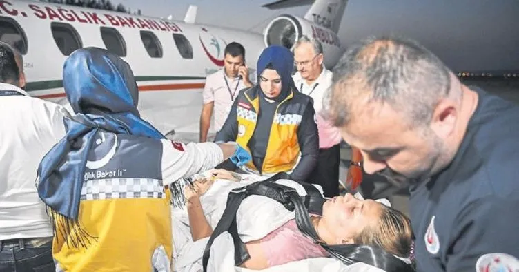 Yaralı genç kız, ambulans uçakla Gaziantep’e getirildi