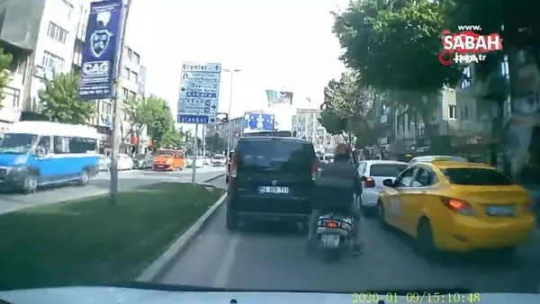 Motosikletli şahsa çarptıktan sonra yoluna böyle devam etti | Video