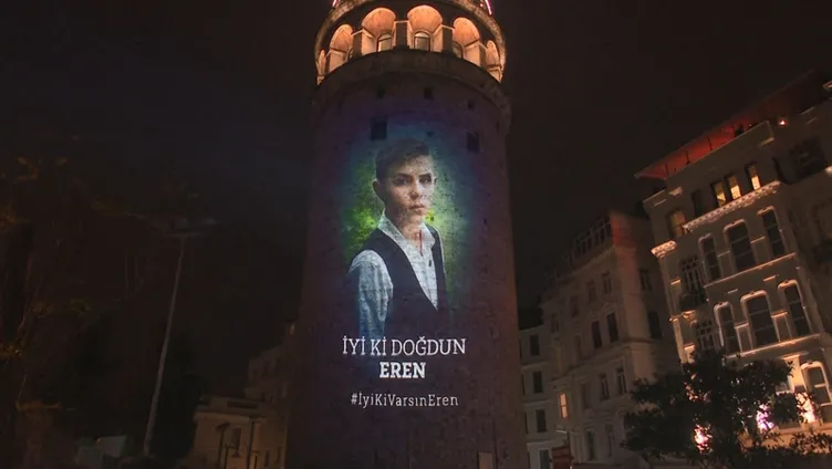 Eren Bülbül’ün doğum gününe özel görseller Galata Kulesi’ne yansıtıldı!
