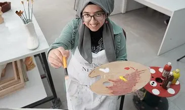 Özel gereksinimi hayallerinden alıkoyamadı! 23 yaşındaki genç kız onlarca tabloya imza attı... #diyarbakir