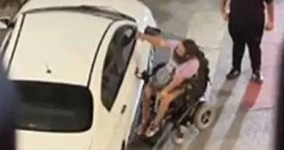 Engelli genç engelli rampasına park eden otomobilin far ve camlarını kırdı #antalya