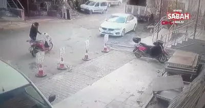 Ataşehir’de motosikletle gelip kaskı çaldı! O anlar kamerada | Video