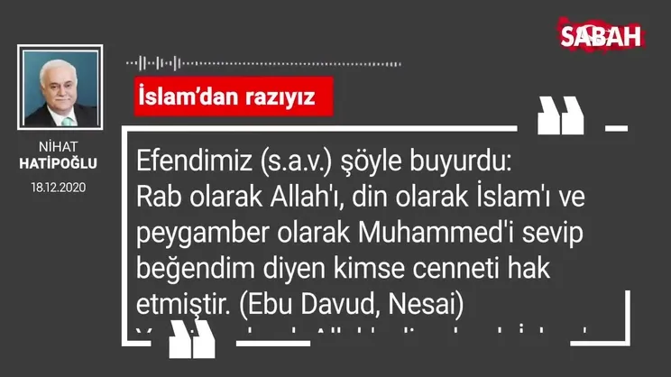 Nihat Hatipoğlu 'İslam’dan razıyız'