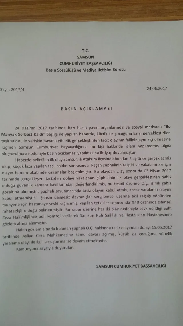Taşlı saldırganla ilgili başsavcılıktan açıklama! - 1