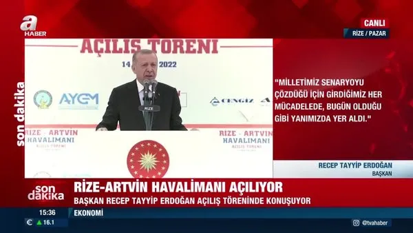 SON DAKİKA: Rize-Artvin Havalimanı açıldı! Başkan Erdoğan: 