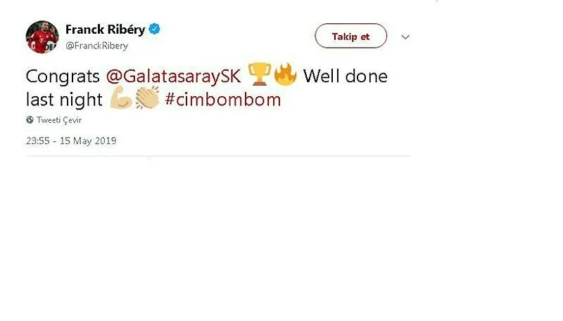 Ribery’den Galatasaray’a tebrik tweeti!