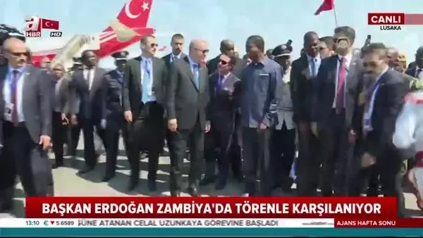 Cumhurbaşkanı Erdoğan Zambiya'da resmi törenle karşılandı