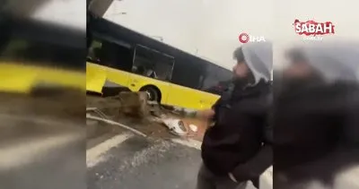 Sarıyer’de kontrolden çıkan İETT otobüsünün çarptığı direk devrildi | Video