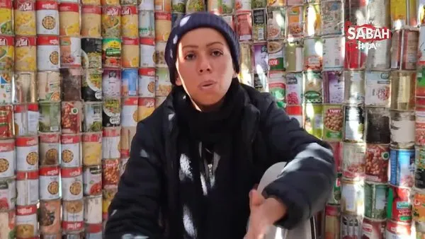 Gazze'de yerinden edilenler için 3 bin boş konserve kutusundan çadır yaptı | Video