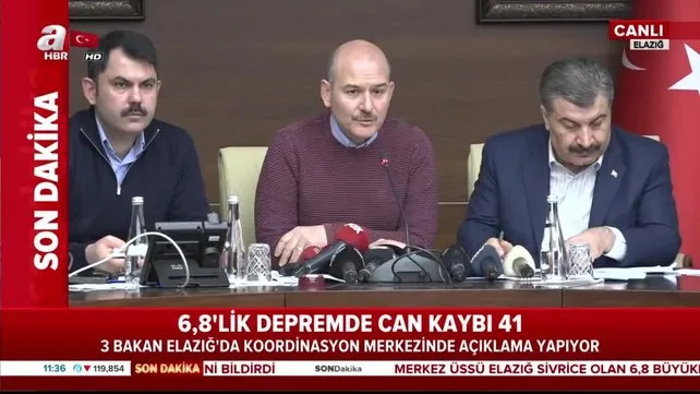 İçişleri Bakanı Soylu'dan Elazığ'da deprem bölgesinde açıklama (28 Ocak 2020 Salı)