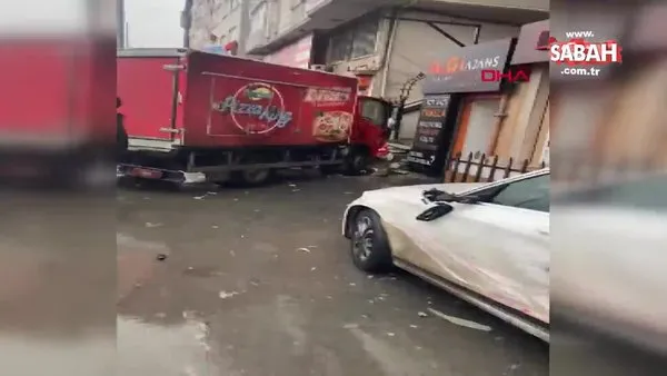 İstanbul Eyüpsultan'da kamyonun altında kalmaktan saniyelerle kurtuldular | Video