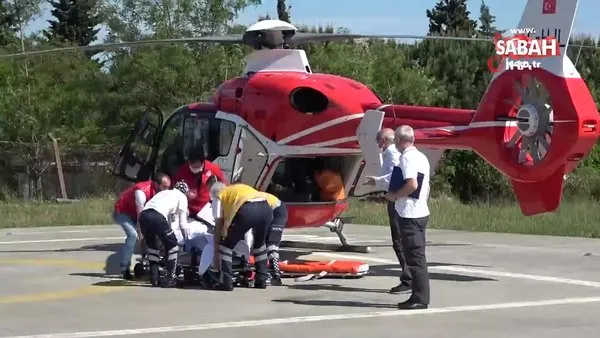 Felç geçiren yaşlı adamın yardımına ambulans helikopter yetişti | Video