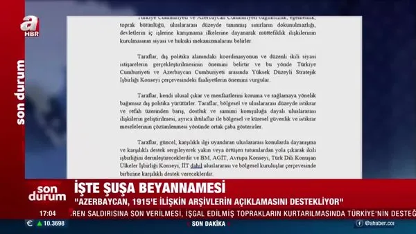 Şuşa Beyannamesi nedir? İşte Başkan Erdoğan'la Cumhurbaşkanı Aliyev'in imzaladığı Şuşa Beyannamesi'nin maddeleri...