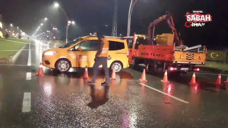 Rize’de şiddetli yağışlar sonrası yol çöktü