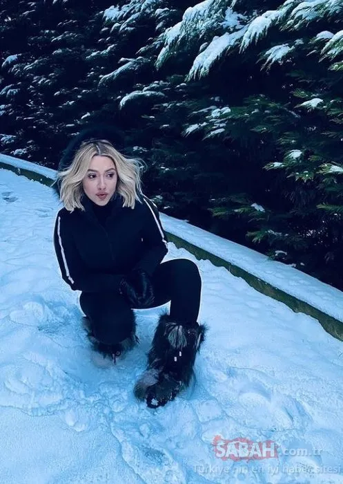 Şarkıcı Hadise aşkına döndü! Kar paylaşımı yapan Hadise çocuklar gibi şen...